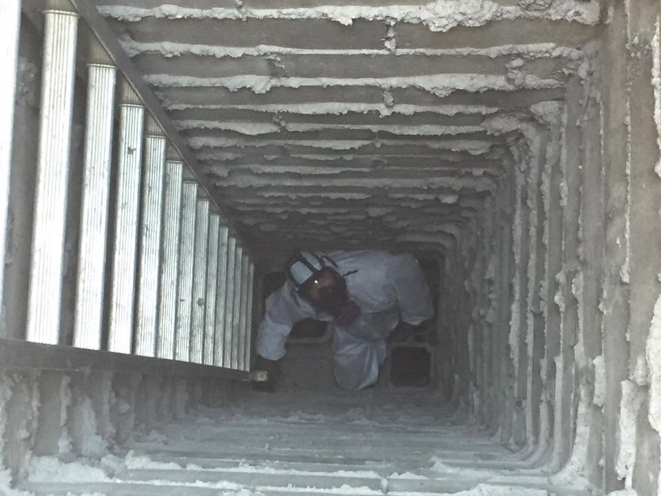 Inside view of a chimney during an inspection